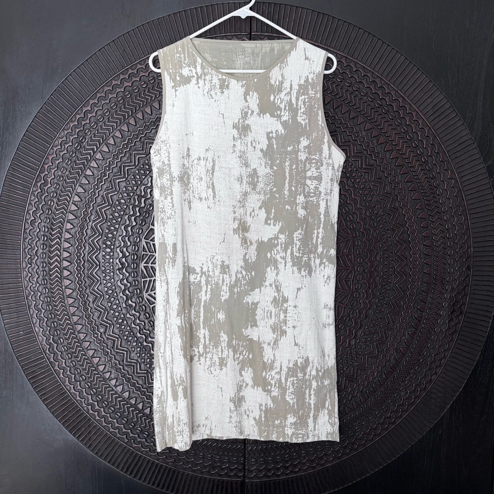 UZI NYC Shift Dress Cotton Lawn XS S M Free Size Stone Bark Minimalist Statement